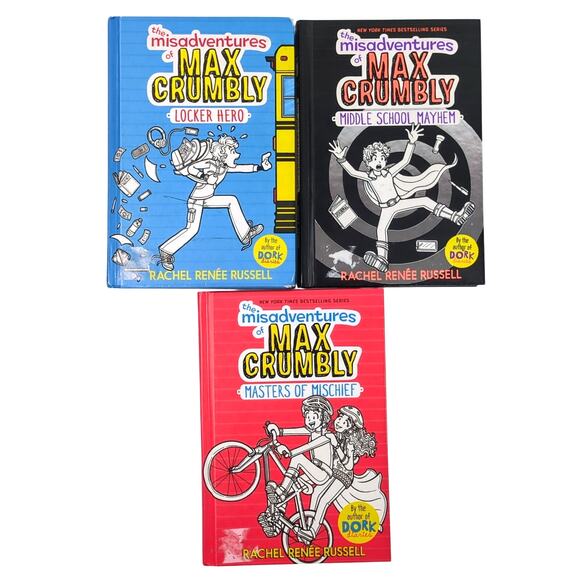 Misadventures of Max Crumbly Books 1 2 3 Lot HC Rachel Renee Russell Ages 9-13 - Picture 1 of 3